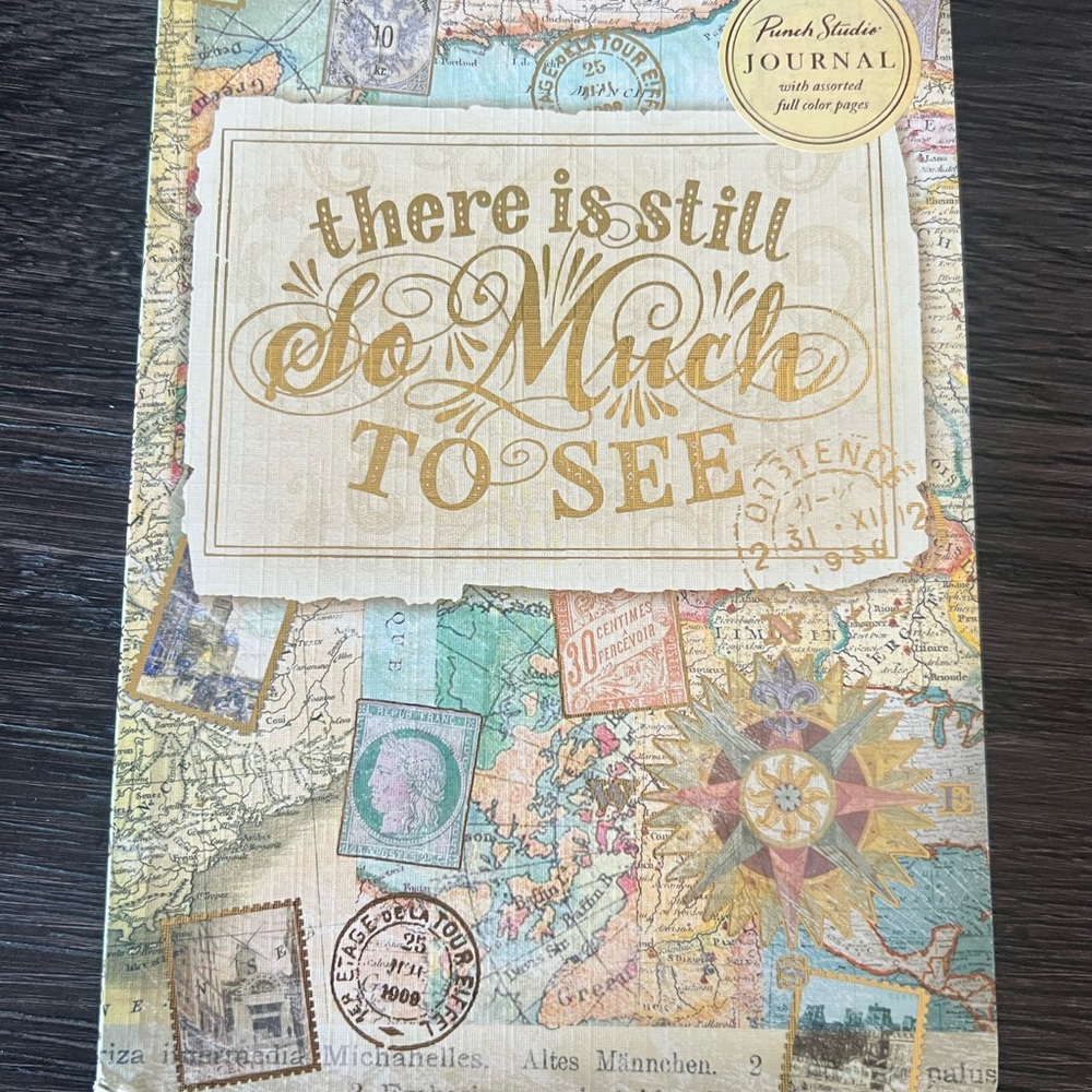 Punch Studio Map Design Journal with Gold Accents